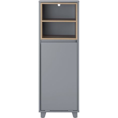 SoBuy Mobiletto da bagno con cesto portabiancheria Mobiletto salvaspazio Cassettiera Bagno 35x30x105cm Grigio BZR146-DG (1/5)