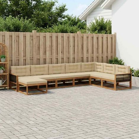 vidaXL Outdoor-Sofagarnitur mit Kissen 8 pcs Natur und Beige (1/5)
