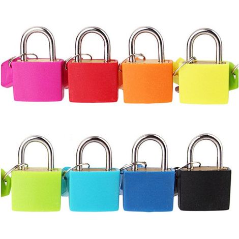 Cadenas à clé pour valise - cadenas à clé pour vélo - 8 couleurs - clés pour bagages, valises de voyage, journal à verrou - 8 pièces (1/5)