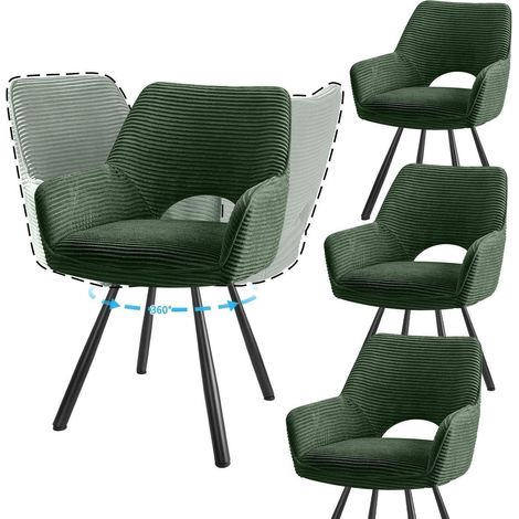 4er Set Esszimmerstühle drehbar mit Armlehne, 360° drehbar, grün (1/5)