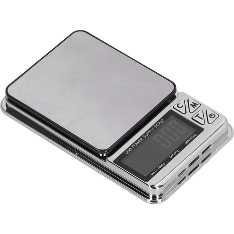 Taschenwaage 1000g/0,01g, Karatgenauigkeit, Schmuck- und Küchenwaage, USB-aufladbar, LCD-Bildschirm, eingebauter Akku. (1/5)