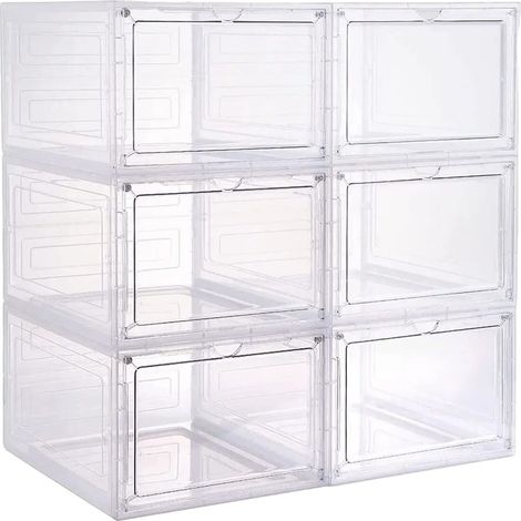 Boîte de rangement pour chaussures, matériau en plastique durable, dimensions : 34,3 x 24,9 x 14 cm, compatible avec la plupart des tailles standard, design empilable, anti-poussière avec ventilation (1/5)