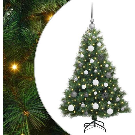 Sapin de Noël artificiel avec 150 lumières LED, vert, 120 cm, en PE et PVC. (1/5)