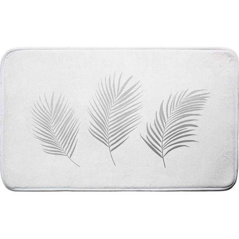 Tapis de Bain Imprimé "Orbella" 45x75cm Blanc & Argent (1/3)