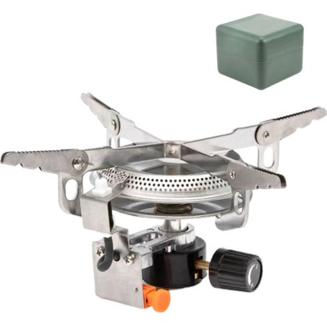 Réchaud à gaz portable d'extérieur pour le camping, pliable et réglable, avec brûleur à bouteille de propane, pour la randonnée, léger et de survie. Équipement de réchaud de cuisine portable. (1/5)