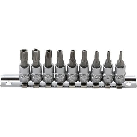 Jeu 9 douilles a embouts torx males perces resistorx t10 à t50 pour cliquet 1/4 (1/2)