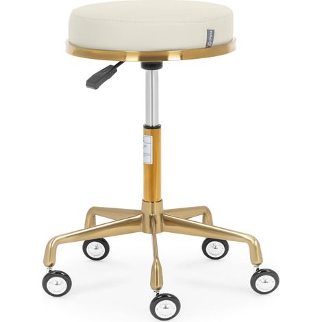 Rollhocker höhenverstellbar 150 kg Beige / Golden Arbeitshocker mit Rollen (1/3)