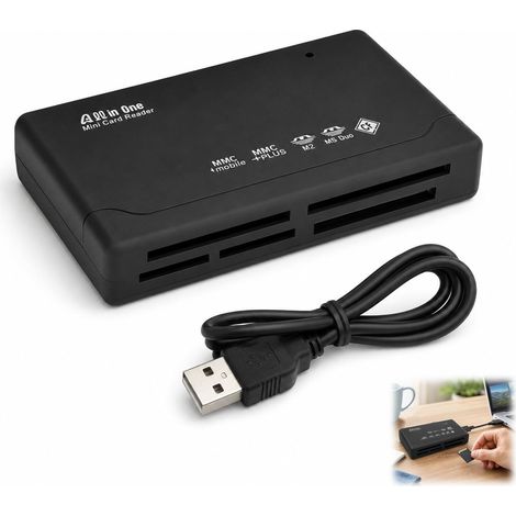 Lecteur de Cartes Mémoire USB 2.0 6 en 1, Adaptateur Carte SD USB Tout-en-Un SD TF Micro SD CF MS xD MiniSD, Lecteur USB pour Appareil Photo Caméra Ordinateur Windows Mac (1/5)