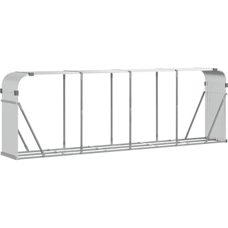 Log Holder Silver 300x45x100 cm Galvanised Steel vidaXL