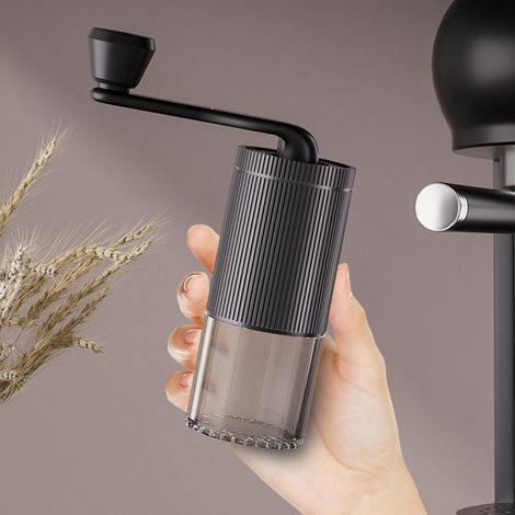 Moulin à café manuel à manivelle, portable, avec réglages réglables, idéal pour la maison, les voyages et le bureau (noir). (1/5)