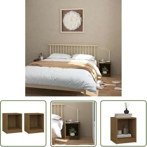 The Living Store Nachttische 2 Stk. Honigbraun 35,5x33,5x41,5 Massivholz Kiefer - Nachttisch - Massiver Holzkasten - Kiefernholz - Wohnzimmer Dekoration - Schlafzimmereinrichtung (1/5)