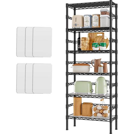Étagère de rangement en métal à 6 étages avec étagères réglables en hauteur, robuste, pour cuisine, salle de bain et bureau, noir (1/5)