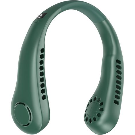 Ventilatore portatile da collo, ventilatore da collo da 5000 mAh, ricaricabile tramite USB, ventilatore da collo personale, 5 velocità (verde)