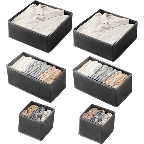 Set mit 6 Schubladeneinsätzen, Ordnungssystem für Kleiderschrank und Wickeltisch, ideal für Flur, Schlafzimmer, Kleidung, Kinderkleidung, Socken und Unterwäsche.