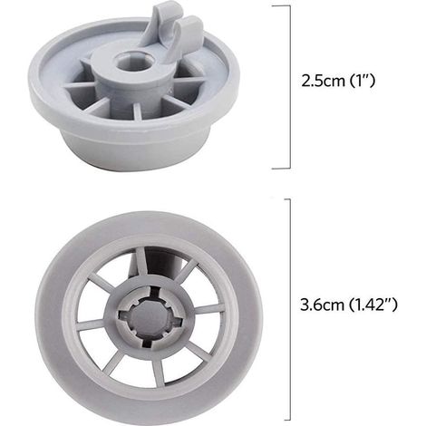 Roulettes de panier inférieur pour lave-vaisselle Bosch , Siemens , Neff , AP2802428 , PS3439123 , Poweka (4 pièces) (1/5)