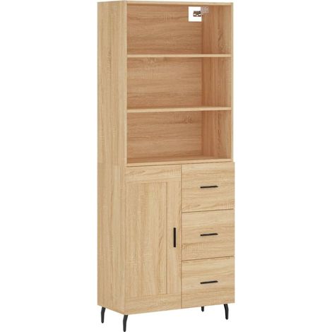Buffet，Bahut，Meuble de Rangement haut Chêne sonoma 69,5x34x180 cm Bois d'ingénierie CFW43054 (1/5)