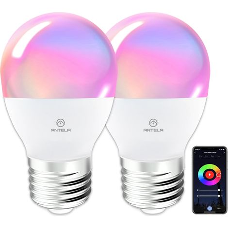 Ampoule Connectée WiFi E27 G45 4,9W 470LM RGB+CCT 2700K-6500K  LED Intelligente RGB+CCT 2700K-6500K, Compatible avec et, Smart Life APP, 2PCs (1/5)