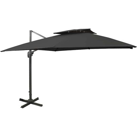 vidaXL Sombrilla jardín voladiza con cubierta doble negro 300x300 cm (1/5)