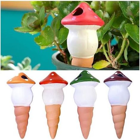Lot de 4 Arrosage Bouteille, Cône D'arrosage pour Plantes en Terre Cuite, Systeme de l'eau Automatique Piquets d'irrigation Goutte À Goutte pour Plantes d'intérieur d'extérieur en Vacances1 (1/5)