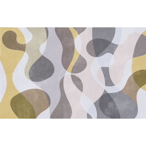 papier peint panoramique forme graphique gris et jaune - Komar (1/3)