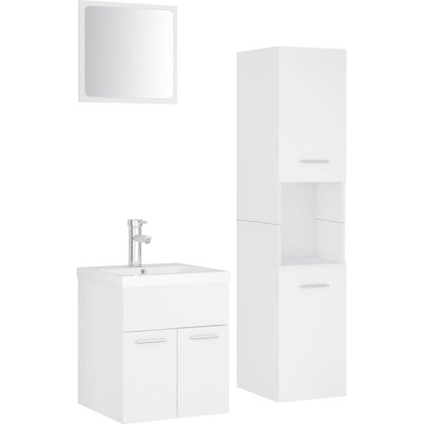 vidaXL Set Mobili da Bagno Bianco in Legno Multistrato (1/5)