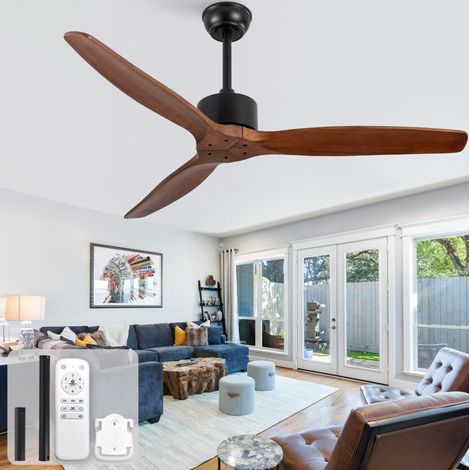 Ventilador de techo 132 cm sin luz, con mando a distancia, 6 velocidades, reversible DESVIAE (1/5)