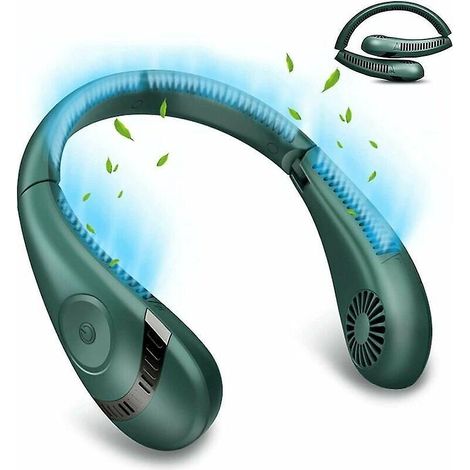 (vert) Ventilateur De Cou Portable, Ventilateur De Cou Pliable 5 000 Mah, Ventilateur Portable Sans Lame, Silencieux, Sans Lame, Refroidissement (1/3)