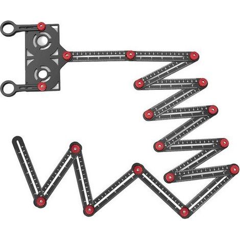 Règle de mesure multi-angles, gabarit de perage pour carrelage céramique à 16 sections, outil de mesure d'angle en alliage d'aluminium avec marqueur de trous (1/5)