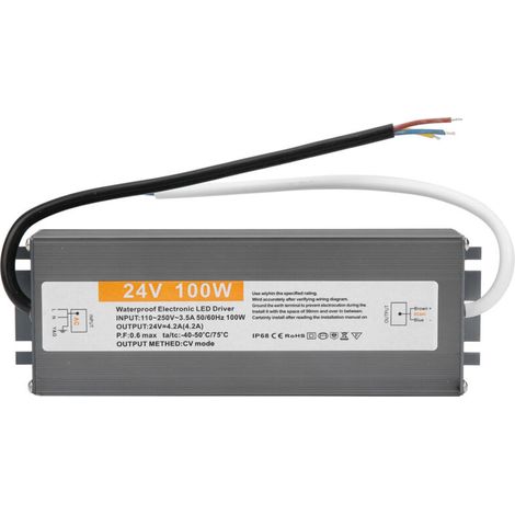 Alimentation LED 100W étanche AC110-250V vers DC24V, transformateur ultra fin pour éclairage (1/5)
