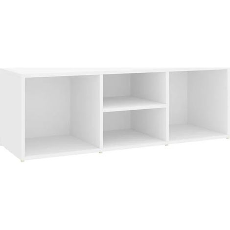 Banc à chaussures blanc, 105x35x35 cm, en panneaux de particules. (1/5)