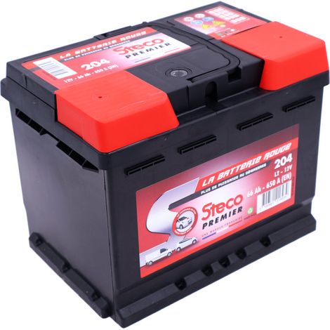 Stecopower – Batterie 12V 66Ah 650A 204 – Technologie AGM – Longueur 242 mm – Pour applications solaires et éoliennes