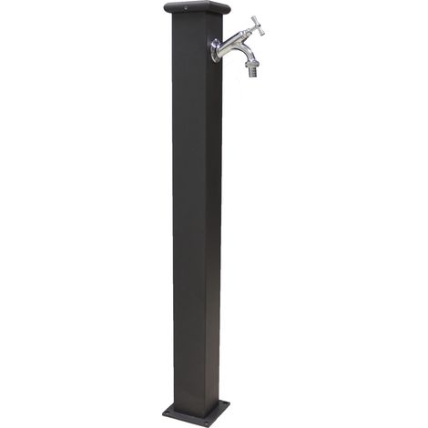 Fonderia Bongiovanni – Fontaine colonne Olimpia en acier et fonte – Robinet de jardin extérieur en laiton chrome – Hauteur 90 cm – Colonne 8x8 cm