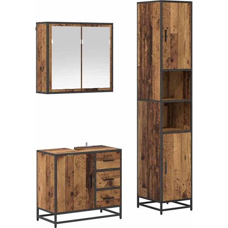 Maison Exclusive - Set di mobili per il bagno con cassetto 3 pcs Legno vecchio