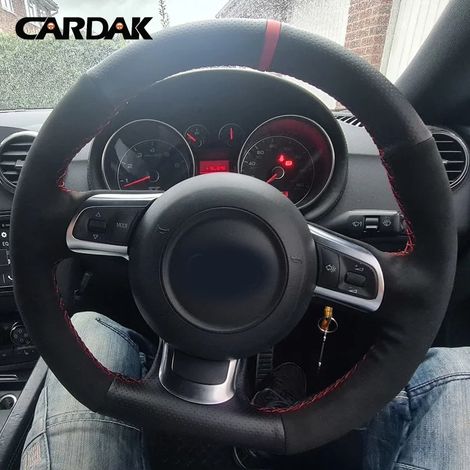 Housse de volant cousue main compatible avec Audi TT TTS (8J) 2006-2013 2014 A3 S3 (8P) Sportback 2008 2009 2010 2011 2012 (1/5)