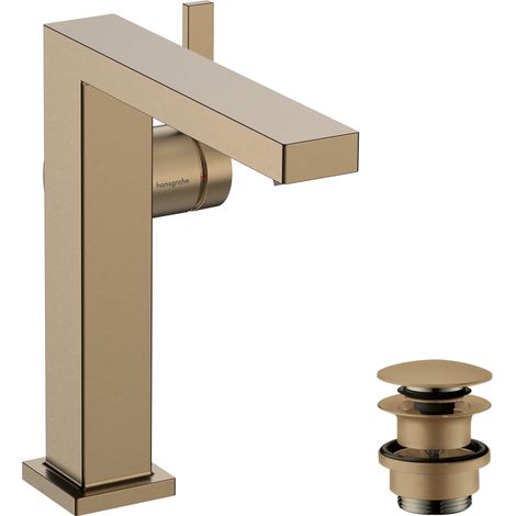 Mitigeur de lavabo avec vidage Push-Open, Robinet de salle de bain avec hauteur sous bec 150 mm, Bronze brossé (1/5)
