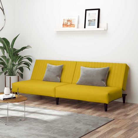 Schlafsofa 2-Sitzer Gelb Samt