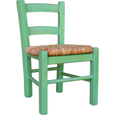 SEDIOLINA baby in Legno Seduta paglia Sedia piccola per Bambino VERDE (1/2)