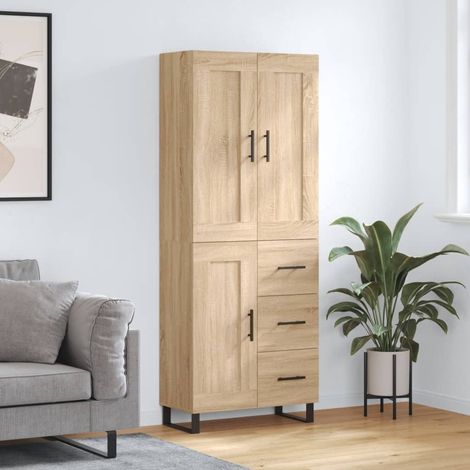 Highboard Sonoma-Eiche 69,5x34x180 cm Holzwerkstoff