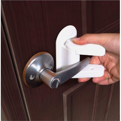 Child safety doorstops (pack of 4), with adhesive anti-jamming child safety lock (white)