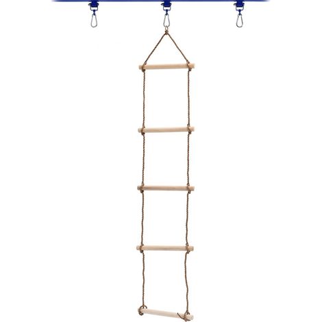 Stabile Kinder-Strickleiter aus Holz mit 5 Sprossen, 120 kg Tragkraft