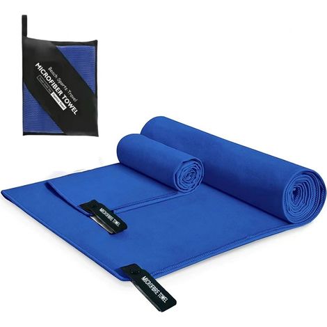 Lot de 2 serviettes, microfibre, grande 76x152 cm, petite 80x40 cm, sport voyage plage (1/5)