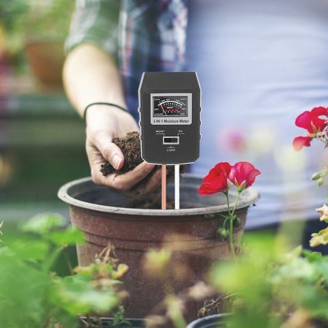 3-in-1 Multifunktions-Bodenmessgerät: pH-Wert-Messung, Feuchtigkeitsmessung, Beleuchtungsstärkesensor für Garten, Landwirtschaft und Rasen (1/5)