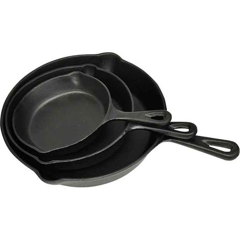 Set de 3 sartenes grill de hierro fundido (1/2)