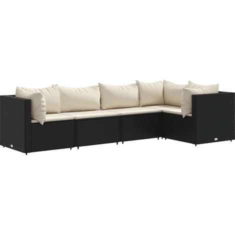 Maison Exclusive - 5-tlg. Garten-Lounge-Set mit Kissen Schwarz Po