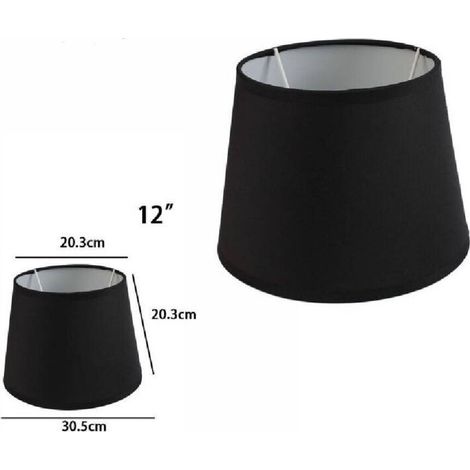 Abat-jour Cylindrique Conique De Remplacement Pour Lampe Et Applique En Tissu Tnt -12" -noir