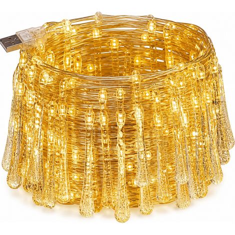 Rideau Lumineux LED Bleu, 90 LED, 8 Modes, Boîtier à Piles Étanche pour Décoration de Fête (1/5)