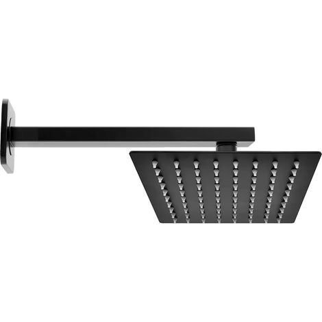 Kit doccia braccio 30 cm e soffione rettangolare 30x20 cm nero opaco (1/5)