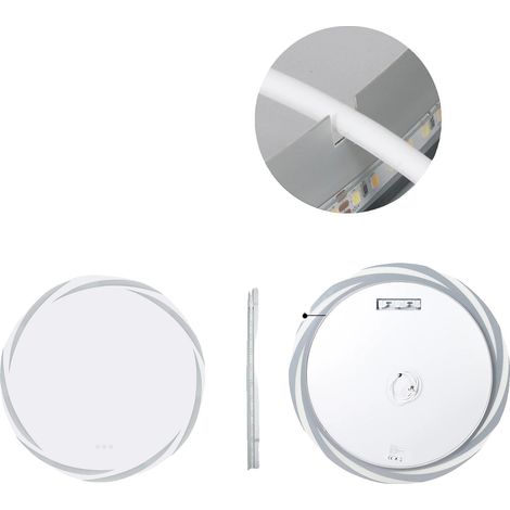 Specchio da bagno a LED antiappannamento con funzione touch e opzioni di illuminazione multicolore (1/2)