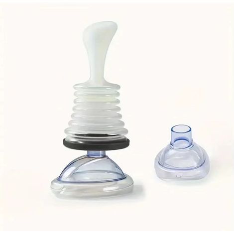 Masque de secours anti-étouffement, dispositif d'urgence pour dégagement voies respiratoires, ABS+PP, noir, avec embouts adulte et junior
