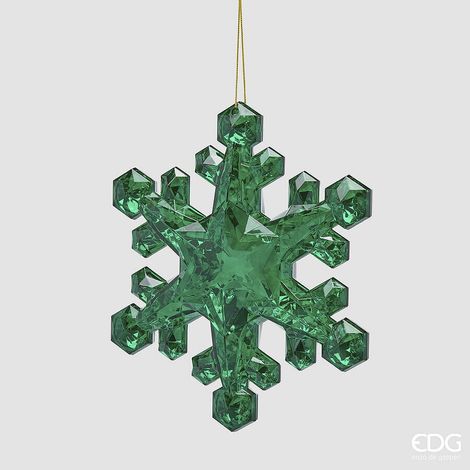 EDG Enzo De Gasperi Fiocco di Neve Decorativo con Diamanti Verde H23,5 cm da Appendere – Addobbo di Natale (1/2)